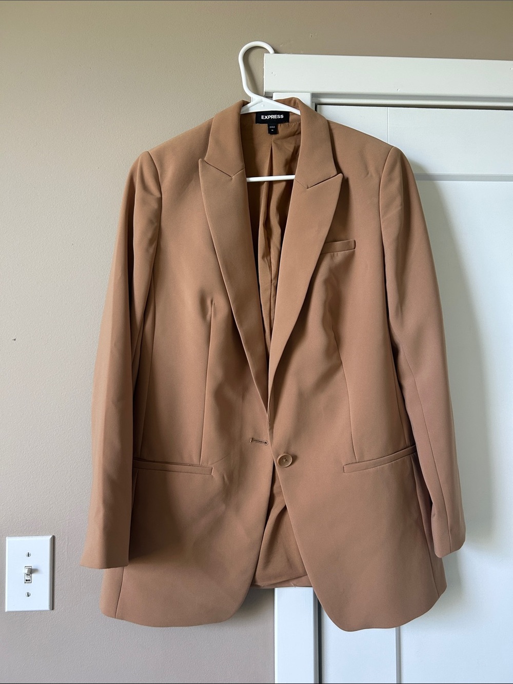 Express Camel Brown Single-Button Blazer